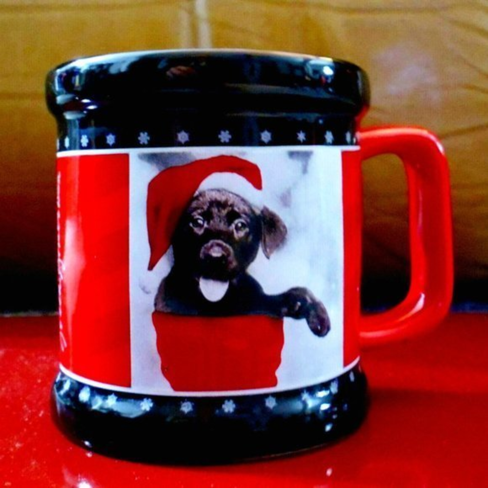 Black Labrador Relief puppy Coffee Mug Christmas Keith Kimberlin by Encore group